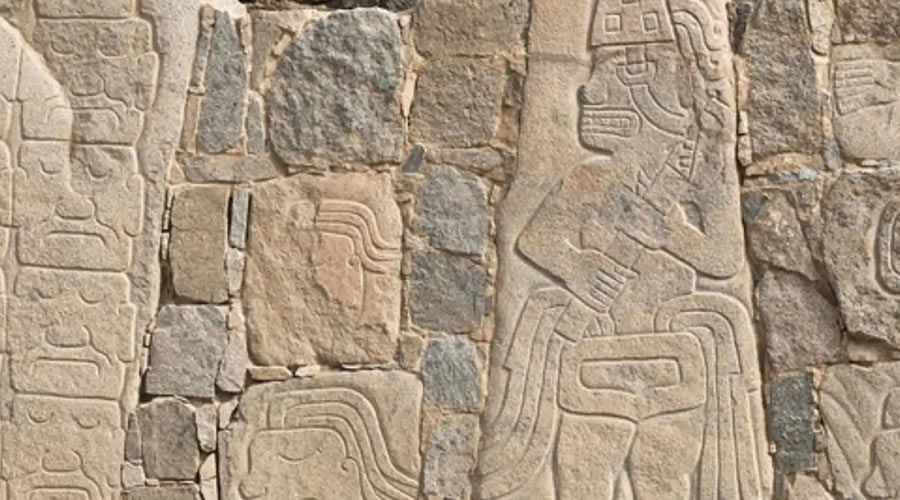 Carved stone warriors at Cerro Sechín
