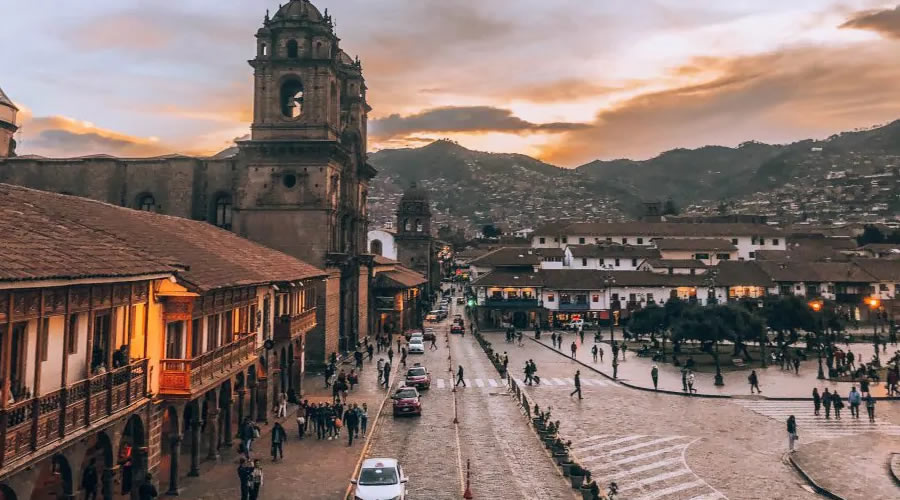 Red rooftops and churches of Cusco