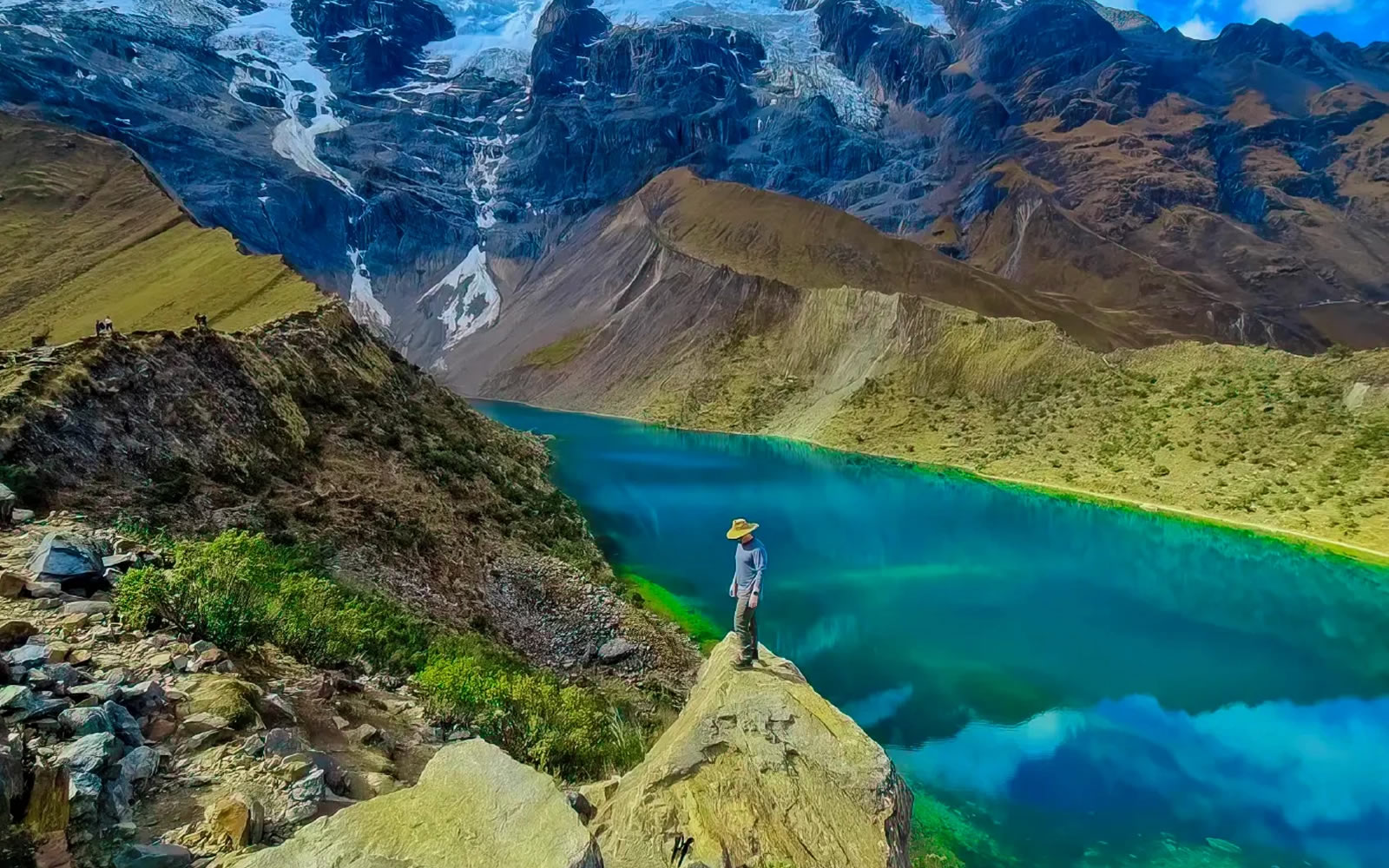 Humantay Lake on the Salkantay route on a Peru and Bolivia adventure