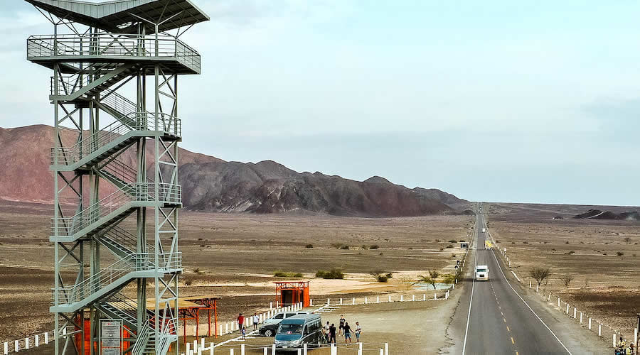 Metal observation tower beside the Nazca Lines