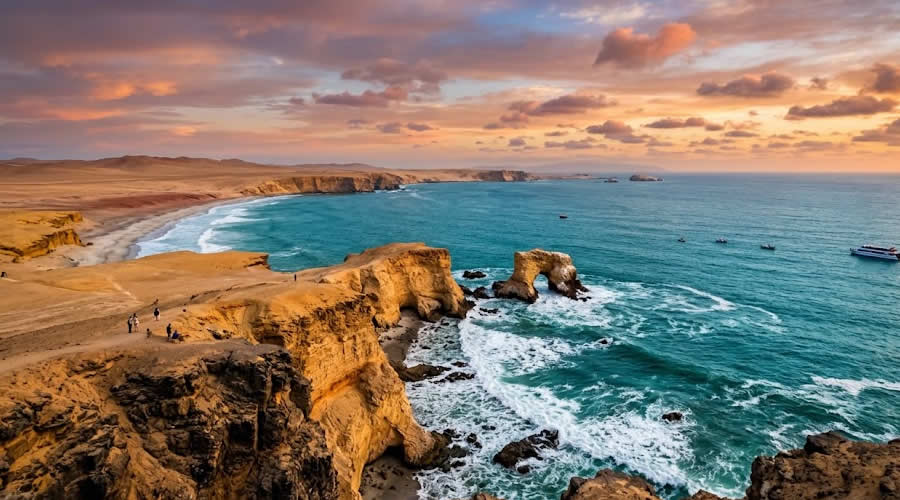 Desert cliffs and ocean in the Paracas National Reserve