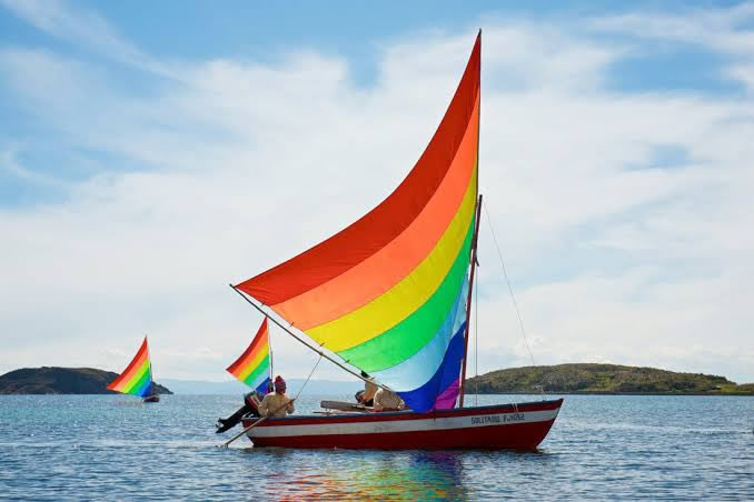 Traditional sailing boats on Lake Titicaca