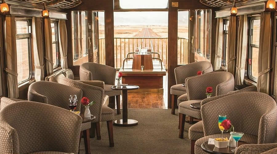 Observatory car of a panoramic train to Machu Picchu
